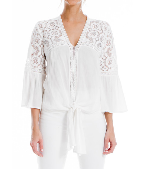 Imbracaminte femei maxstudio blocked to lace v-neck knot front top white