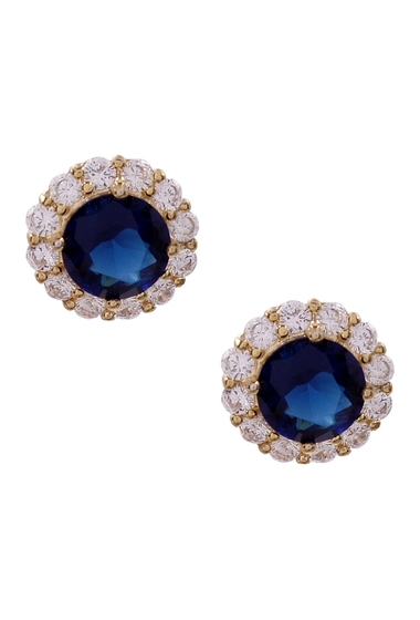Bijuterii femei savvy cie 18k yellow gold plated prong set created sapphire pave halo cz stud earrings no color