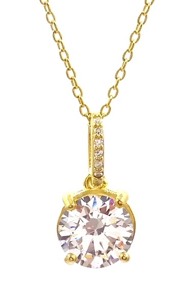 Bijuterii femei savvy cie 18k yellow gold vermeil cz solitaire pendant necklace no color