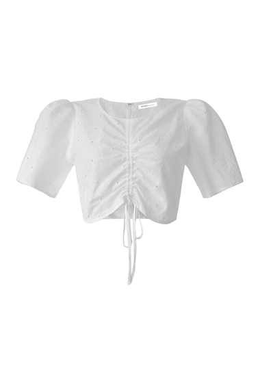 Imbracaminte femei bcbgeneration ruched front eyelet crop top optic white