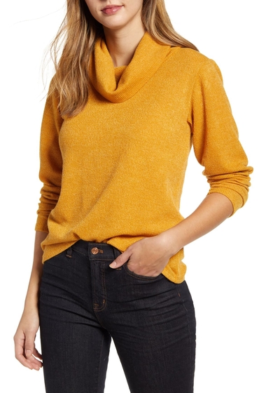 Imbracaminte femei bobeau knit cowl neck pullover sweater mustard