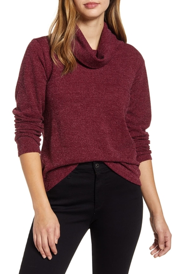 Imbracaminte femei bobeau knit cowl neck pullover sweater burgundy