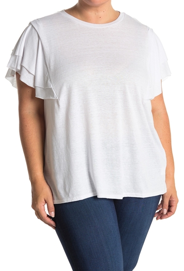 Imbracaminte femei melloday tiered sleeve t-shirt plus size white