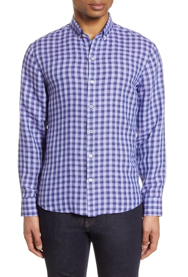 Imbracaminte barbati zachary prell bonner plaid linen button-down shirt purple