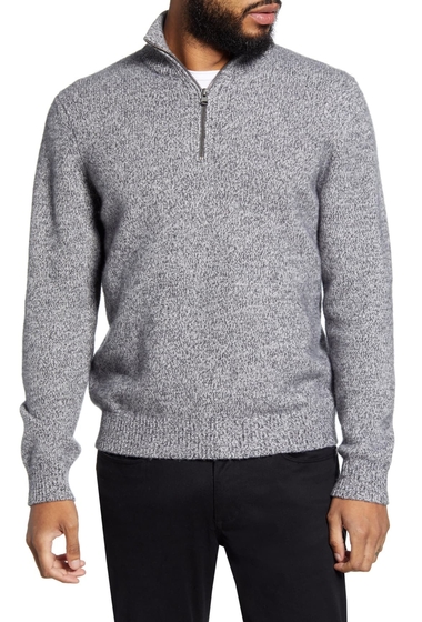 Imbracaminte barbati vince quarter zip marled wool cashmere sweater h silver grey