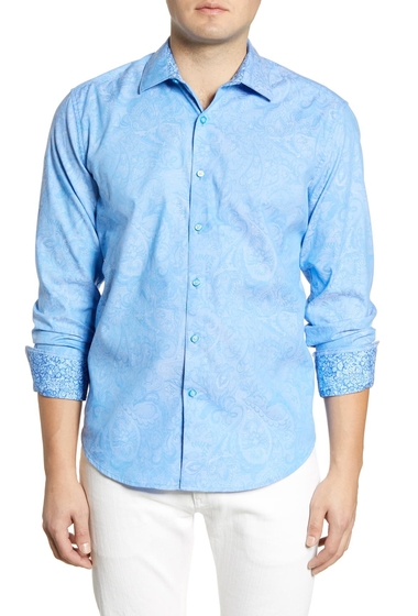 Imbracaminte barbati robert graham andretti paisley jacquard button-up shirt light blue