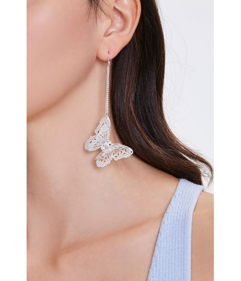 Bijuterii femei forever21 butterfly pendant drop earrings silver