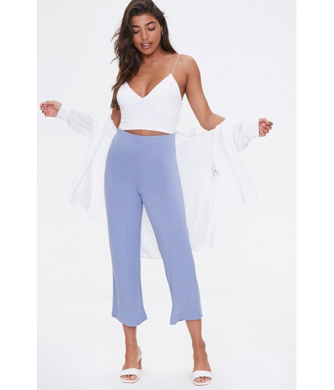 Imbracaminte femei forever21 ribbed cropped pants blue