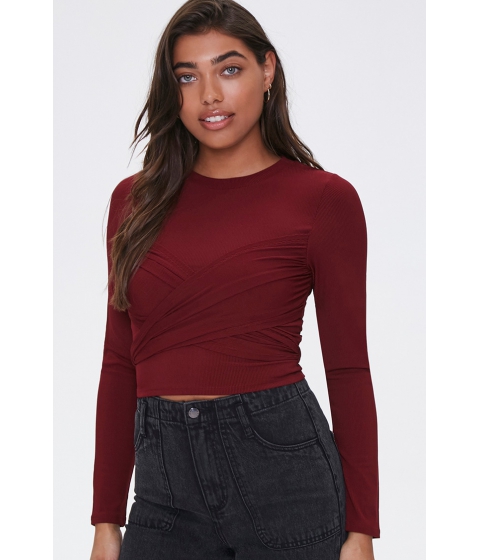 Imbracaminte femei forever21 ribbed crossover top burgundy
