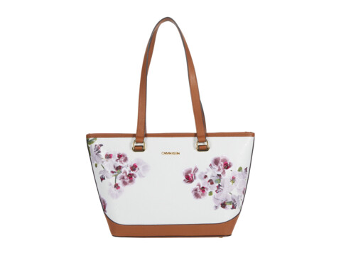 Genti femei calvin klein janae - mothers day print textured embossed tote cement orchid
