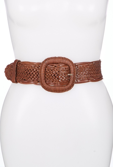 Accesorii femei halogen braided wide belt cognac