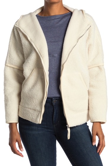 Imbracaminte femei max studio faux shearling zip front hooded jacket ivory