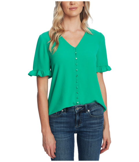 Imbracaminte femei cece 34 sleeve ruffled button down blouse jasmine green