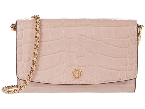 Genti femei tory burch robinson embossed chain wallet mineral pink
