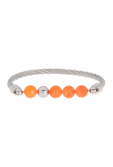 Bijuterii femei charriol calypso beaded stainless steel twisted bangle bracelet orange chalcedony