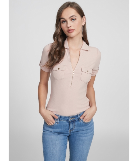Imbracaminte femei guess hollace zip front top nude by nature