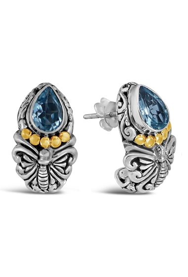 Bijuterii femei devata sterling silver 18k gold accented blue topaz heritage classic earrings sterling silver with 18k gold accents