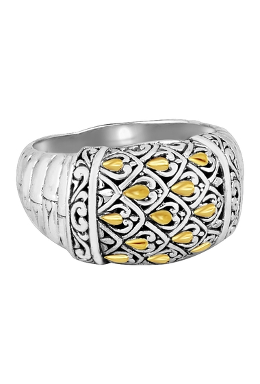 Bijuterii femei devata 18k gold accent sterling silver dragon skin ring sterling silver with 18k gold accents