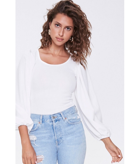 Imbracaminte femei forever21 scoop neck peasant top ivory