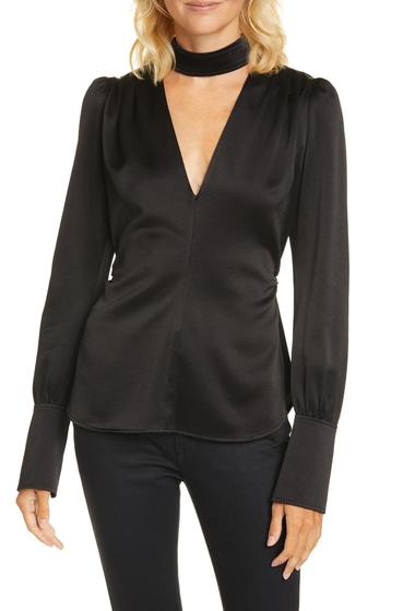 Imbracaminte femei alc hirsch cutout satin choker blouse black
