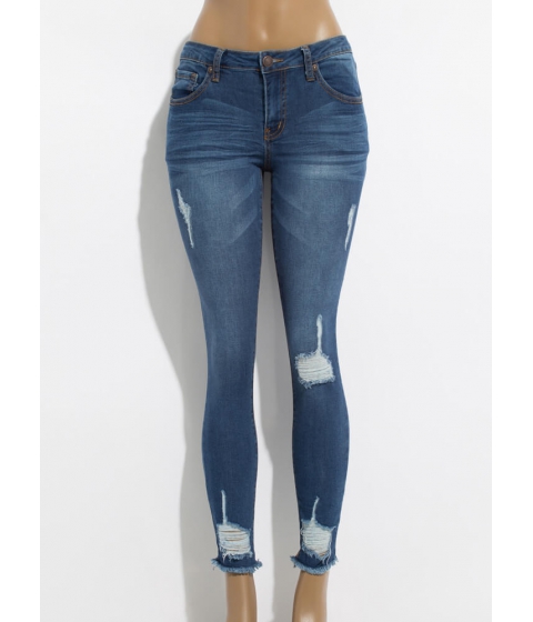 Imbracaminte femei cheapchic cut me off destroyed skinny jeans dkblue