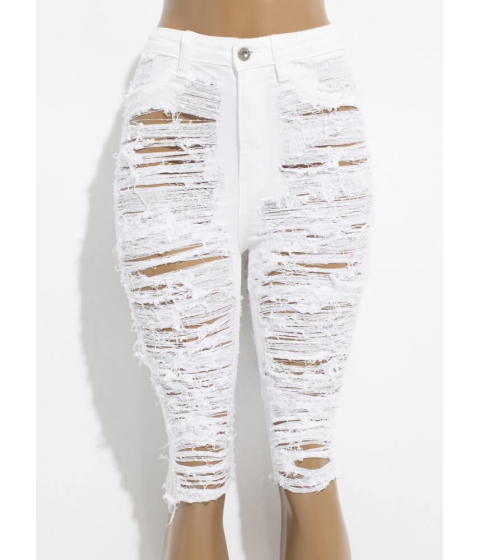 Imbracaminte femei cheapchic code shred destroyed bermuda jean shorts white