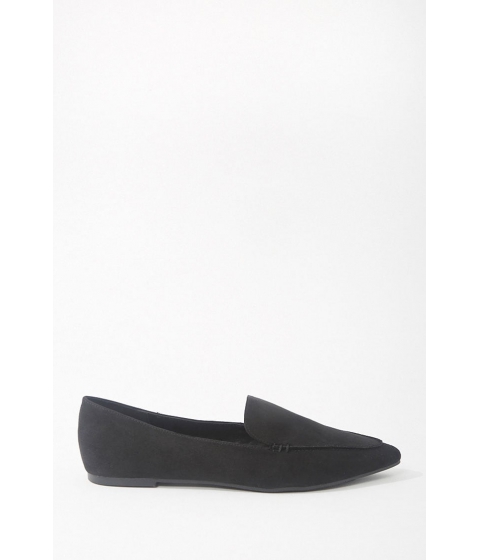 Incaltaminte femei forever21 faux suede pointed-toe loafers black