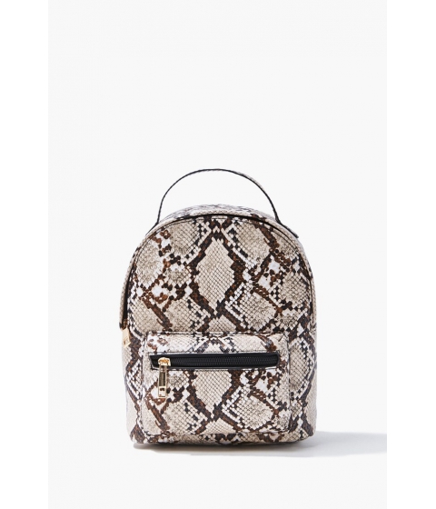 Genti femei forever21 faux snakeskin mini backpack beigemulti