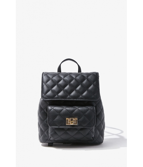 Genti femei forever21 quilted faux leather backpack black