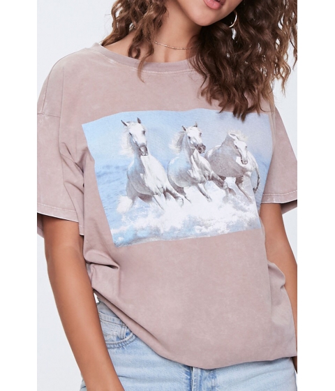 Imbracaminte femei forever21 mineral wash horse graphic tee greymulti
