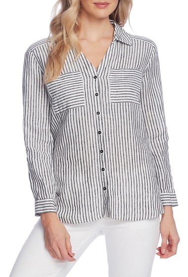 Imbracaminte femei vince camuto stripe linen blouse rich black