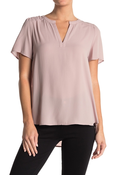 Imbracaminte femei pleione solid pleated back highlow tunic top dusty mauve