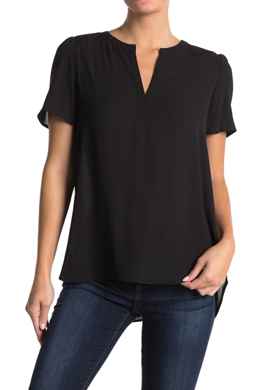 Imbracaminte femei pleione solid pleated back highlow tunic top black