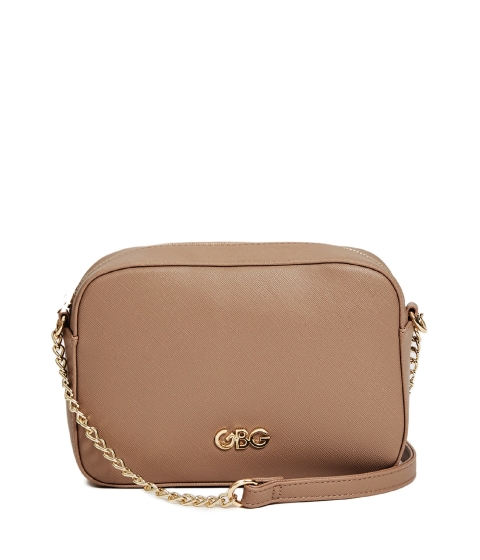 Genti femei guess kelly faux leather crossbody taupe