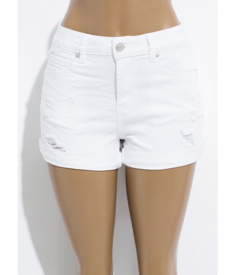 Imbracaminte femei cheapchic cuff me distressed denim shorts white
