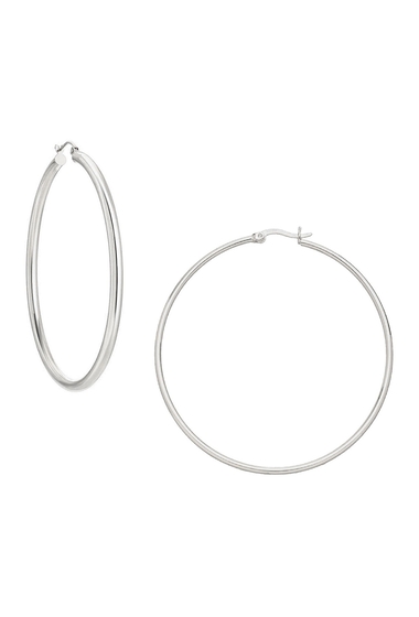 Bijuterii femei savvy cie sterling silver 58mm hoop earrings white