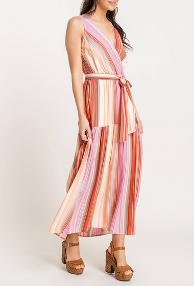 Imbracaminte femei lush tie front printed maxi dress rust-pink