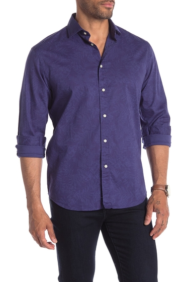 Imbracaminte barbati thomas dean long sleeve button front printed shirt navy
