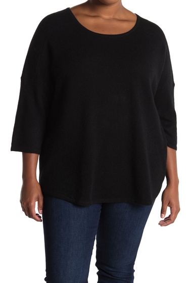 Imbracaminte femei griffen cashmere pleated back crew neck cashmere sweater plus size black