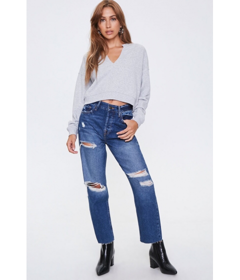 Imbracaminte femei forever21 distressed slim-straight jeans medium denim