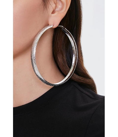 Bijuterii femei forever21 pebbled hoop earrings silver