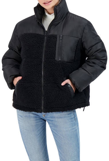 Imbracaminte femei sebby faux shearling trimmed puffer jacket black