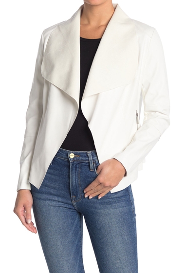 Imbracaminte femei love token caleb faux leather foldover drape jacket white