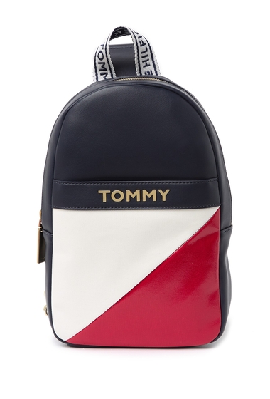 Genti femei tommy hilfiger cassie sling backpack navy red wh