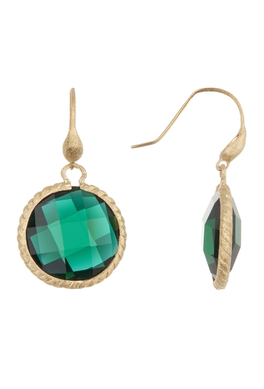 Bijuterii femei rivka friedman 18k gold clad faceted round emerald crystal hook satin earrings emerald