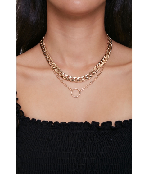 Bijuterii femei forever21 ring pendant layered necklace gold