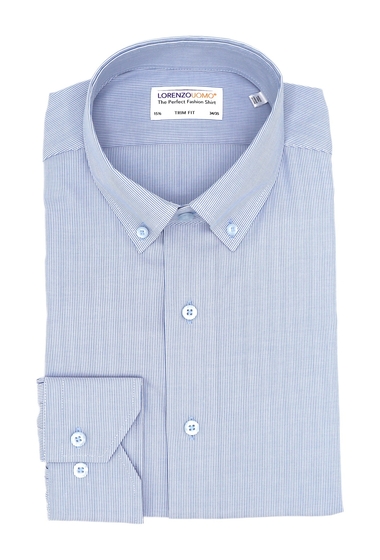Imbracaminte barbati lorenzo uomo textured thin stripe stretch trim fit dress shirt light blue
