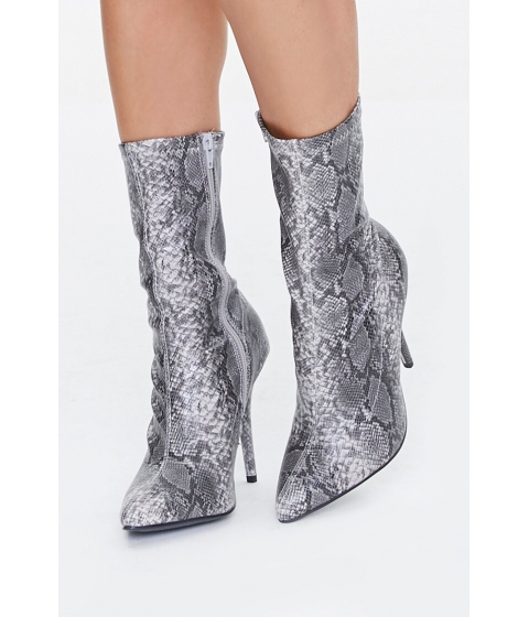 Incaltaminte femei forever21 faux snakeskin sock boots greymulti