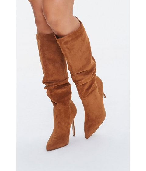 Incaltaminte femei forever21 slouchy stiletto knee-high boots tan