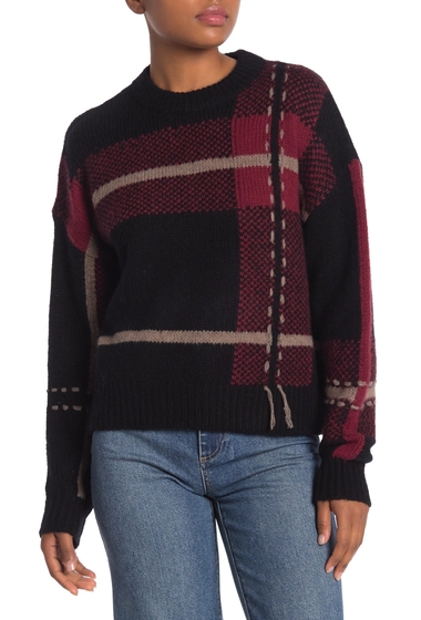 Imbracaminte femei 360 cashmere sivan wool cashmere blend plaid sweater blackoxbloodportobello